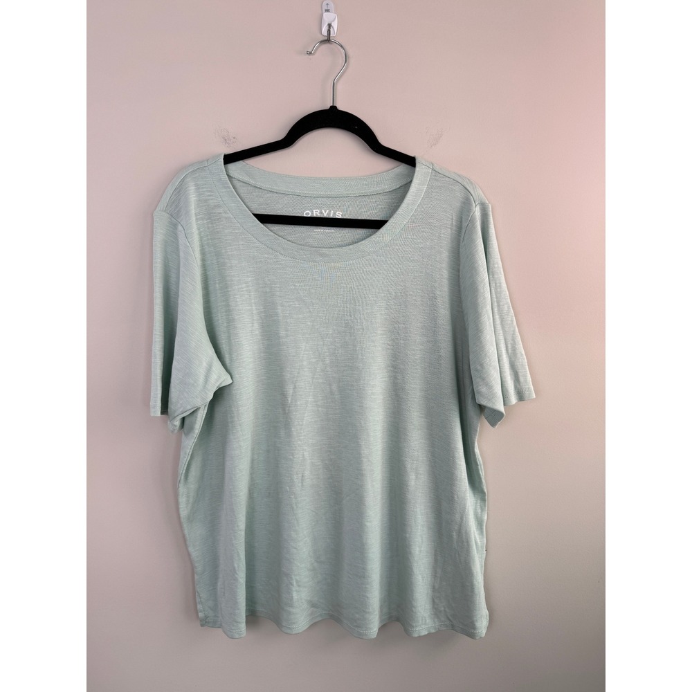 Orvis Pima Cotton Short Sleeve Tee Mint Green Slub Knit Crew Neck XLShirt